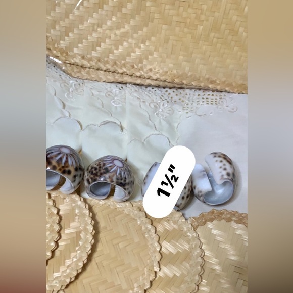 ♥️Juego de tapetes para mesa de 5,Echo a mano de palma natural y caracoles♥️#CAM - Picture 10 of 14